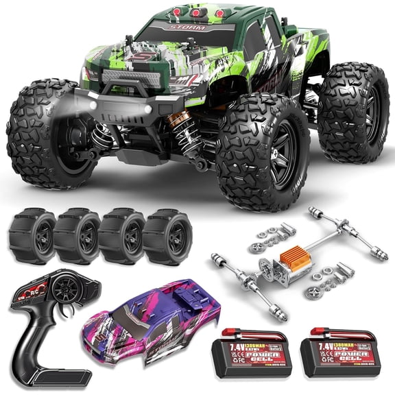 1:18 All Terrain RC Car for Adults & Boys (HS18305), 4WD Off-Road RC Truck High Speed Fast 40+ KPH, 4X4 Waterproof Remote Control Car with 2 Rechargeable Batteries