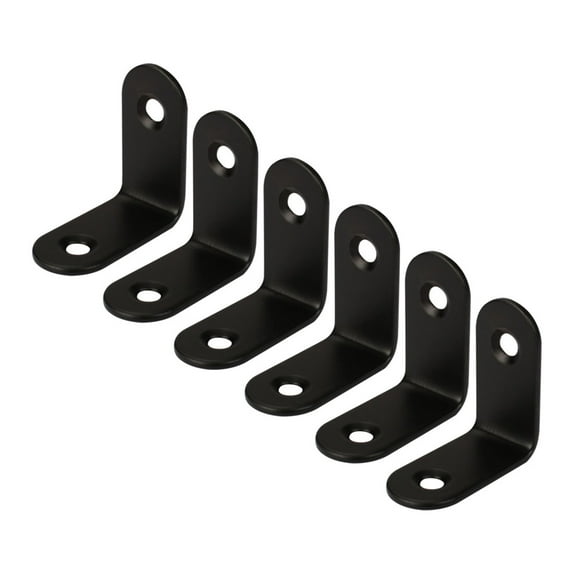 1.18''x1.18'' Angle Bracket Fastener Protector Fastener Black L Shaped Corner Brace Shelf Support, 6pcs