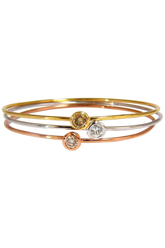 1.18CT Stackable Bangles Diamonds Bracelet 14KT Fancy Color Mod Interlock