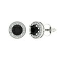 thumbnail image 1 of 1.18 ct Screw-Back Stud Earrings for Women | 5mm Round Cut Natural Onyx | 18K White Gold, 1 of 5