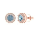 thumbnail image 1 of 1.18 ct Screw-Back Stud Earrings for Women | 5mm Round Cut Simulated Blue Diamond | 18K Rose Gold, 1 of 5