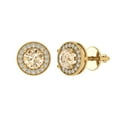 thumbnail image 1 of 14K Solid Gold Screw Back Stud Earrings for Women | 1.18 cttw Round Cut Natural Morganite | Yellow Gold, 1 of 5