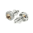 thumbnail image 1 of 1.18Ct Round Cut Halo Studs Yellow Moissanite 14K White Solid Solid Gold Everyday Dainty Earrings Screw Back, 1 of 7