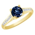 thumbnail image 1 of AFFY (1.18ct) Round Cut Simulated Blue Sapphire & White Diamond Engagement Ring In 14k Solid Gold With Ring Size 13.5, 1 of 2