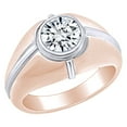 thumbnail image 1 of AFFY 1.19 Carat(Cttw) Round White Natural Diamond Two Tone Men's Solitaire Wedding Band Ring In 14k Solid Rose Gold Ring Size-14, 1 of 3