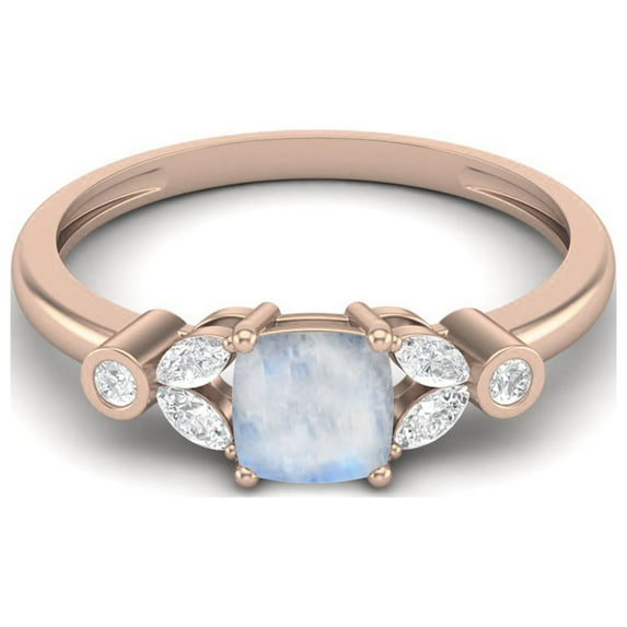 1.19 Cts Cushion Shape Moonstone Solitaire 925 Sterling Silver Rose Vermeil Women Mother's Day Gift Ring