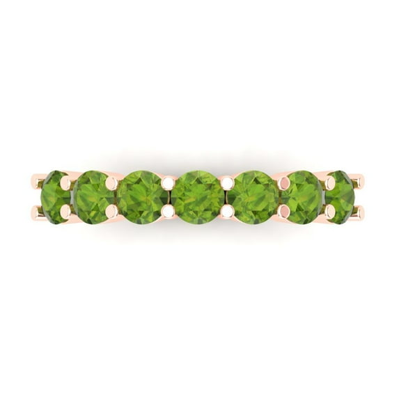 1.19 ctw Wedding Band for Women - 14K Rose Gold Natural Peridot Stackable Eternity Ring