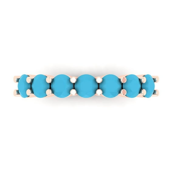 1.19 ctw Wedding Band for Women - 14K Rose Gold Simulated Turquoise Stackable Eternity Ring
