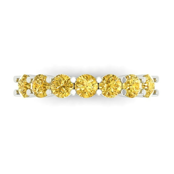 1.19 ctw Wedding Band for Women - 14K White Gold Natural Citrine Stackable Eternity Ring
