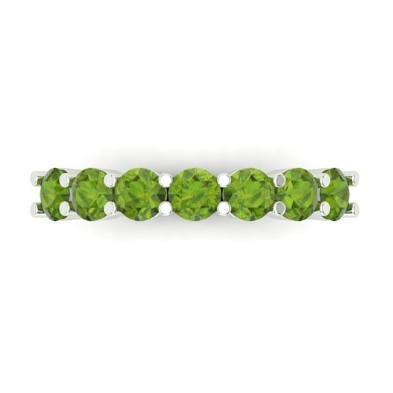 1.19 ctw Wedding Band for Women - 14K White Gold Natural Peridot Stackable Eternity Ring