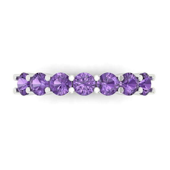 1.19 ctw Wedding Band for Women - 14K White Gold Simulated Alexandrite Stackable Eternity Ring