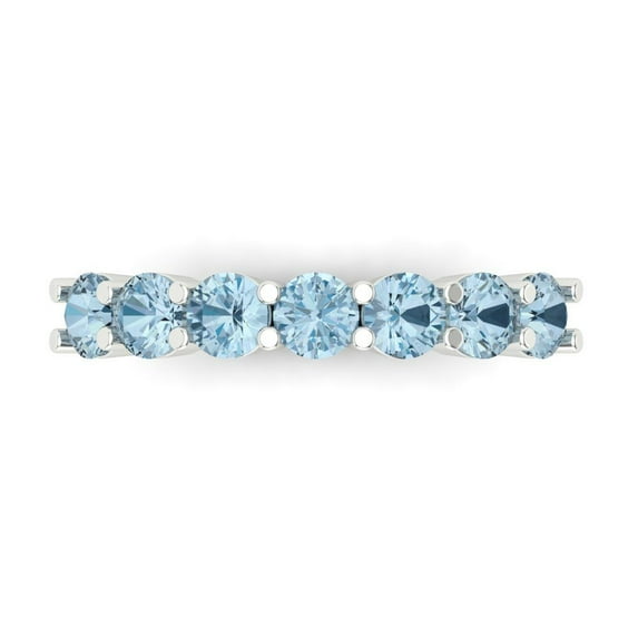 1.19 ctw Wedding Band for Women - 14K White Gold Simulated Blue Diamond Stackable Eternity Ring