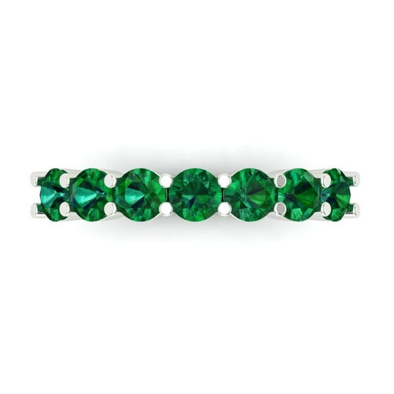 1.19 ctw Wedding Band for Women - 14K White Gold Simulated Emerald Stackable Eternity Ring