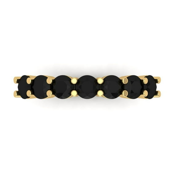 1.19 ctw Wedding Band for Women - 14K Yellow Gold Natural Onyx Stackable Eternity Ring