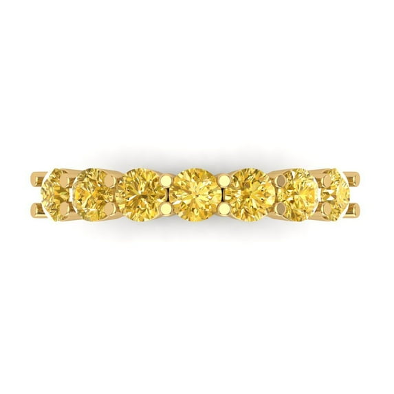 1.19 ctw Wedding Band for Women - 14K Yellow Gold Simulated Yellow Diamond Stackable Eternity Ring