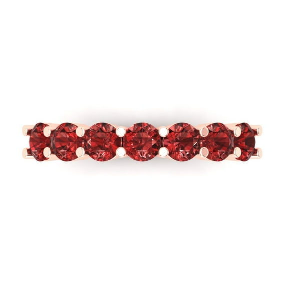 1.19 ctw Wedding Band for Women - 18K Rose Gold Natural Garnet Stackable Eternity Ring