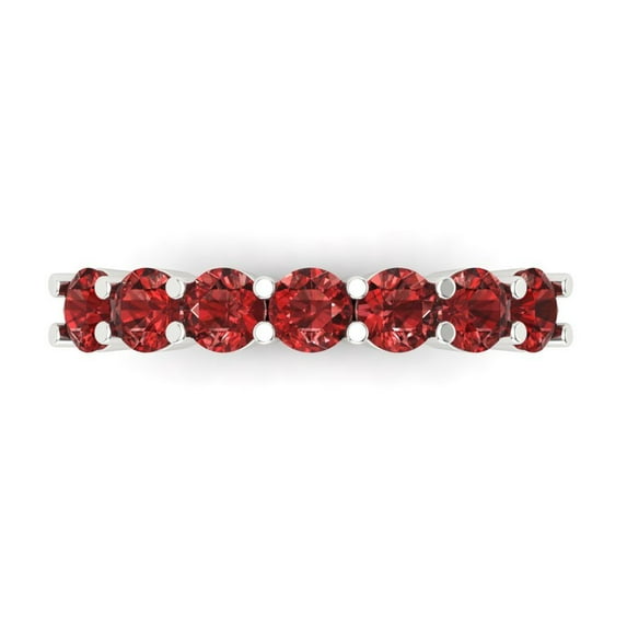 1.19 ctw Wedding Band for Women - 18K White Gold Natural Garnet Stackable Eternity Ring