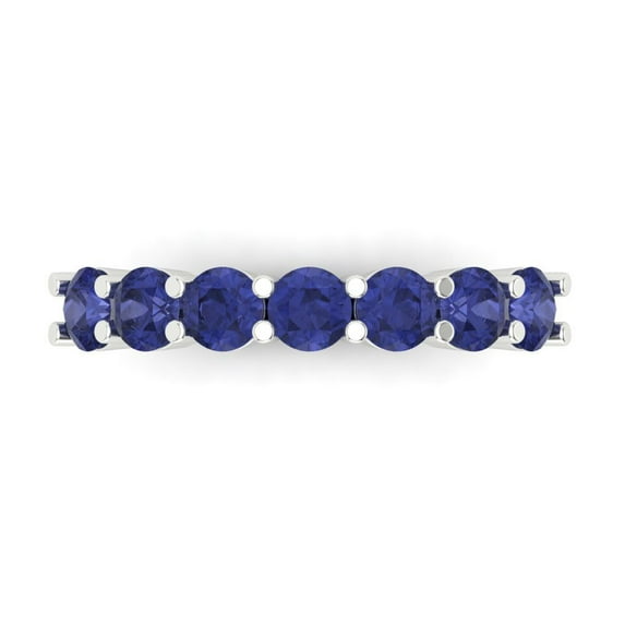 1.19 ctw Wedding Band for Women - 18K White Gold Simulated Tanzanite Stackable Eternity Ring