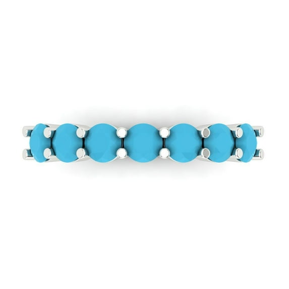 1.19 ctw Wedding Band for Women - 18K White Gold Simulated Turquoise Stackable Eternity Ring