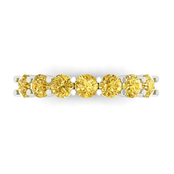 1.19 ctw Wedding Band for Women - 18K White Gold Simulated Yellow Diamond Stackable Eternity Ring