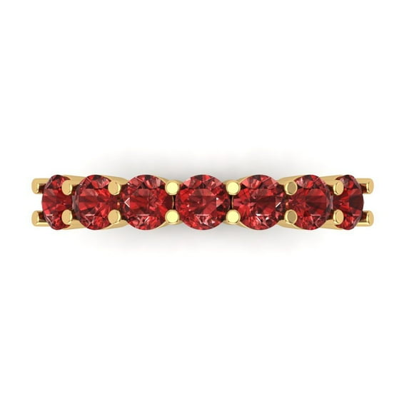 1.19 ctw Wedding Band for Women - 18K Yellow Gold Natural Garnet Stackable Eternity Ring