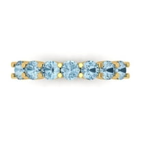 1.19 ctw Wedding Band for Women - 18K Yellow Gold Simulated Blue Diamond Stackable Eternity Ring