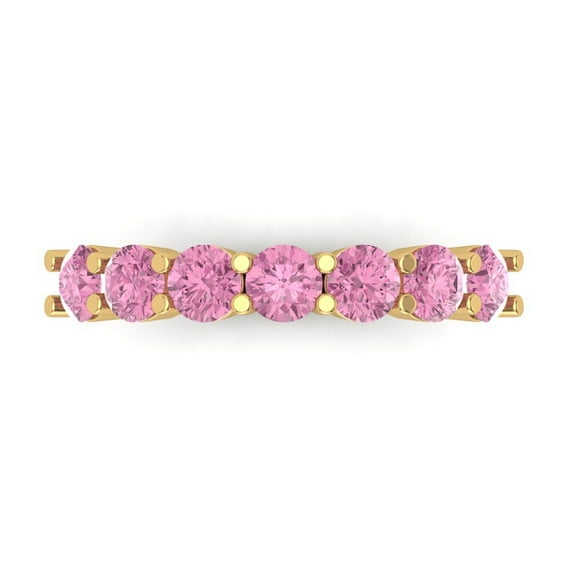 1.19 ctw Wedding Band for Women - 18K Yellow Gold Simulated Pink Diamond Stackable Eternity Ring