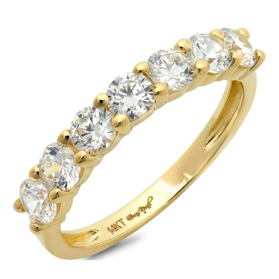1.19 ctw Wedding Band for Women - 18K Yellow Gold White Sapphire Stackable Eternity Ring