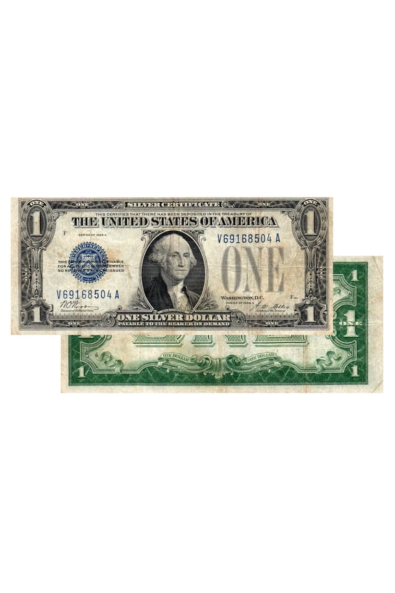 $1 - 1928 Funny Back Blue Seal Silver Certificate Extra Fine XF Condition Collectible Paper Money