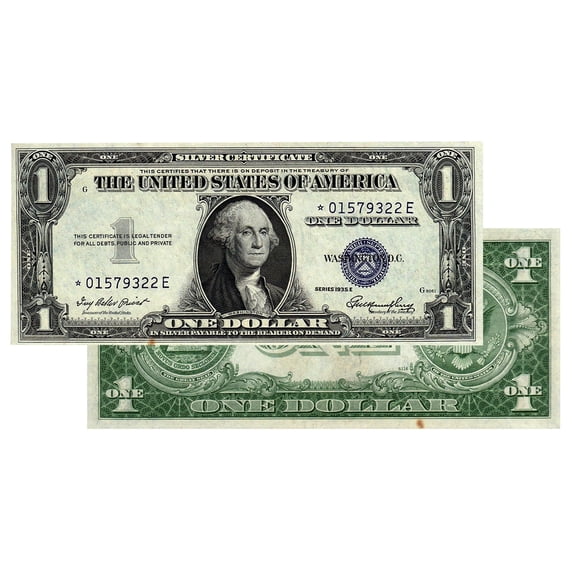 $1 1935 Blue Seal Silver Certificate Star Note - Uncirculated Collectible US Currency Bill