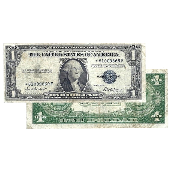 $1 1935 Blue Seal Silver Certificate Star Note Very Fine - Collectible Rare Currency Bill