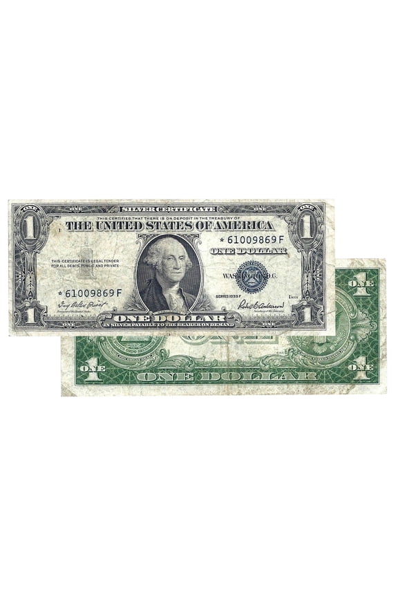 $1 1935 Blue Seal Silver Certificate Star Note Very Fine - Collectible Rare Currency Bill