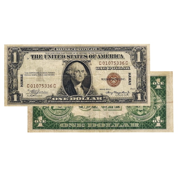 $1 1935 Hawaii Brown Seal One Dollar Silver Certificate Collectible Currency Note Bill Extra Fine
