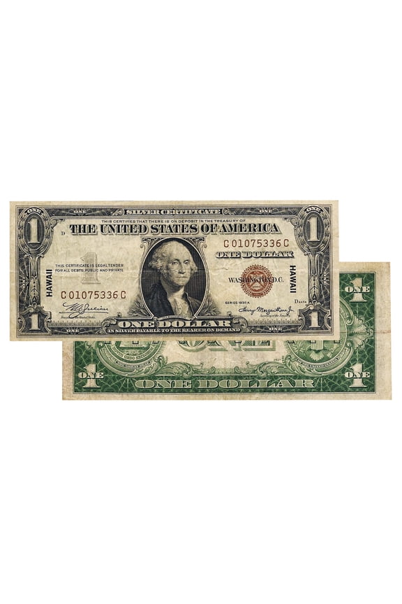 $1 1935 Hawaii Brown Seal One Dollar Silver Certificate Collectible Currency Note Bill Extra Fine