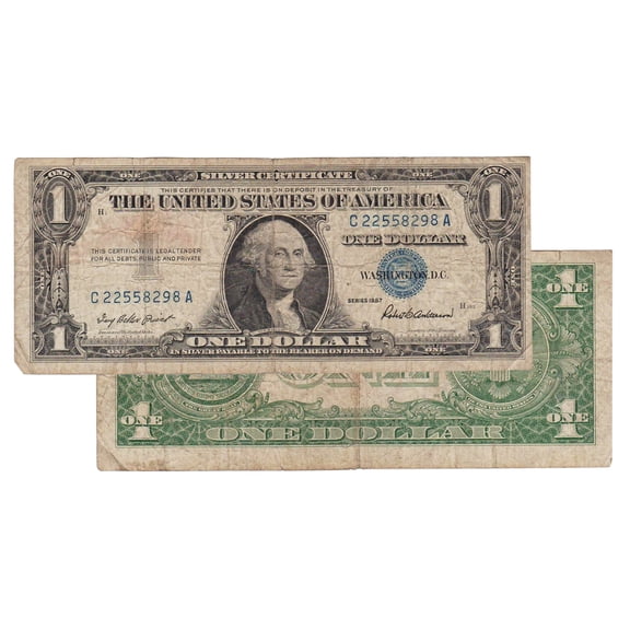 $1 1957 Blue Seal Silver Certificate Banknote - Very Good Condition Collectible Paper Currency