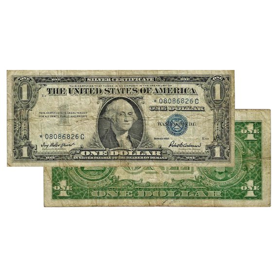 $1 1957 Blue Seal Silver Certificate Star Note - Very Good Condition Collectible Paper Currency