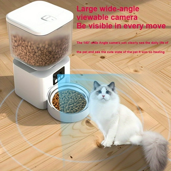1.19Gal Smart Pet Feeder with Camera - WiFi Scheduling, Two-Way Audio & Night Vision | USB/Battery Powered for Dogs & Cats (Easy-Clean)