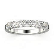 JEENJEWELS 1.19ct Round Seven Stone Diamond Moissanite Ring 10k White Gold