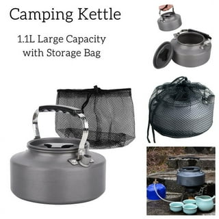 REDCAMP 1.4L Medium Outdoor Camping Kettle, Aluminum Water Pot with  Carrying Bag, Compact Lightweight Tea Kettle