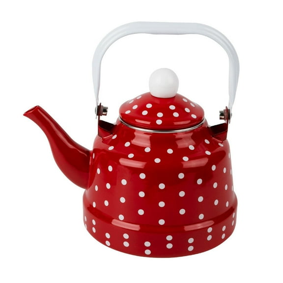 1.1L Red Enamel Stainless Steel Water Kettle Heat Resistant Home Kitchen Tea Coffee Pot for Induction Cooker Gas Stove