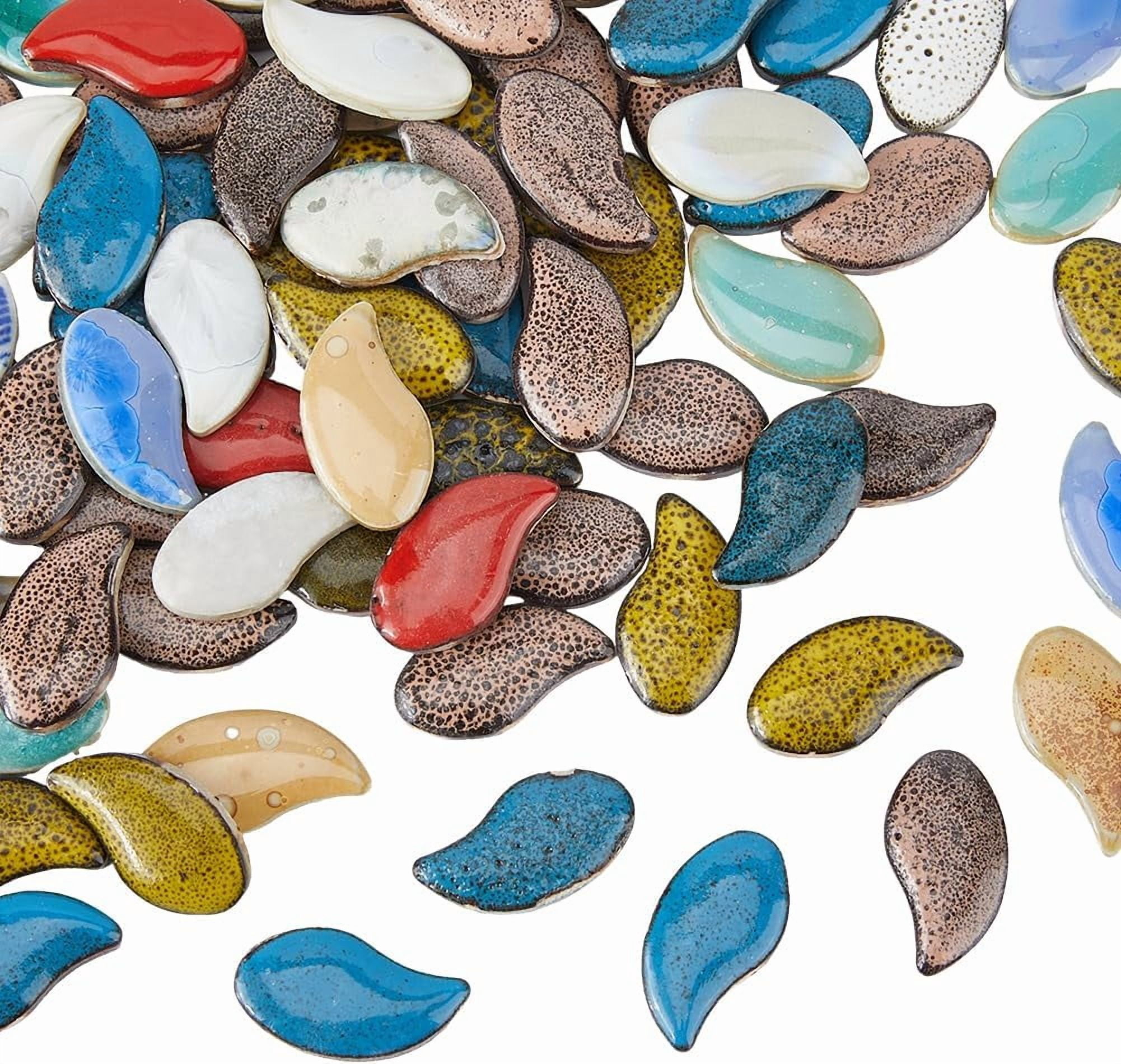 1.1LB/ 75Pcs Irregular Ceramics Mosaic Tiles Leaf Mosaic Pieces Porcelain Mosaic Tiles Mosaic Ceramics Pieces for DIY DIY Mosaic Art Craft Projects and Decorations