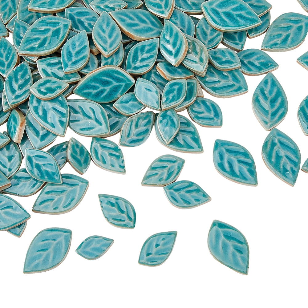 1.1LB/87Pcs Leaves Ceramics Mosaic Tiles Leaf Mosaic Pieces Porcelain Mosaic Tiles Mosaic Ceramics Pieces for DIY Mosaic Art Craft Projects and
