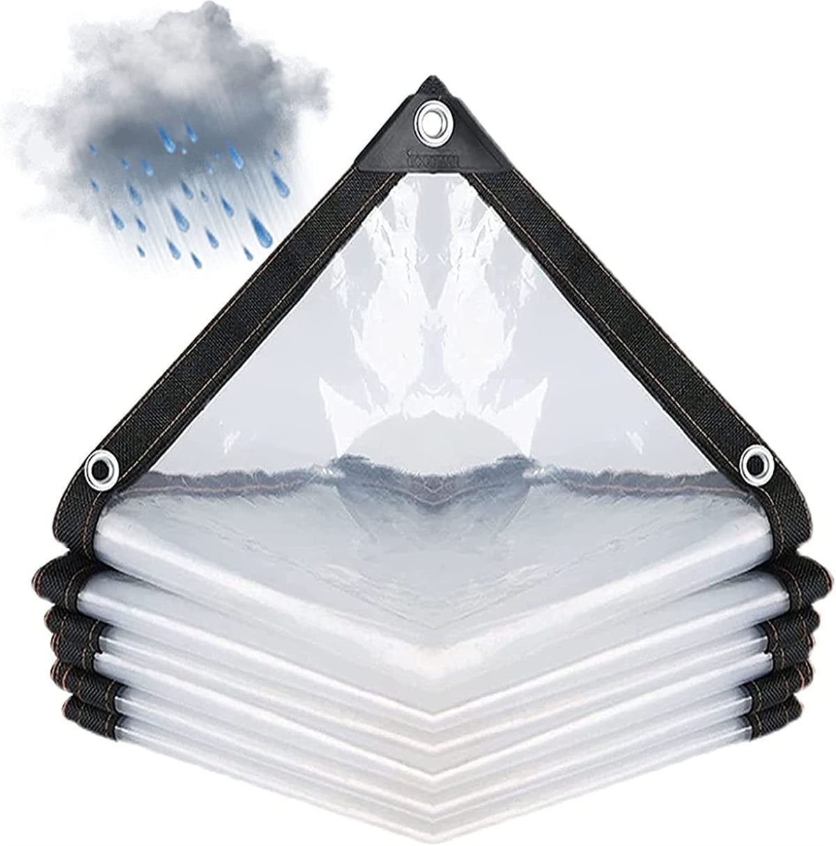 BEXIKOU 1*1M/39*39IN Clear Heavy Duty Waterproof Tarp- Snowproof & Windproof Clear Plastic Tarps with Grommets Tarp Tarpaulin for Winter Blocking Garden Patio Enclosure Chicken Coop Window Rain Shield