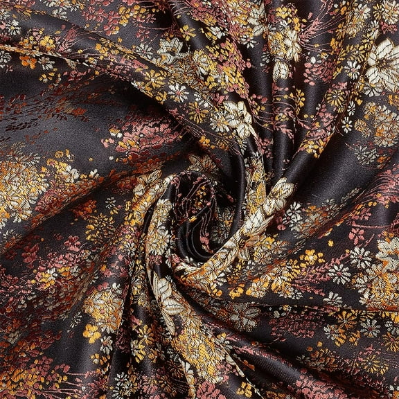 1.1Yards Black Floral Jacquard Fabric 29.3inch Wide Embroidery Sewing Exquisite Jacquard Fabrics French Jacquard Brocade Fabric for DIY Making