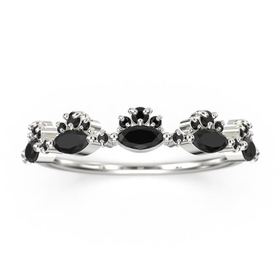 1.1ct black diamond moissanite Chantilly 18K White Gold Over Silver Wedding Ring