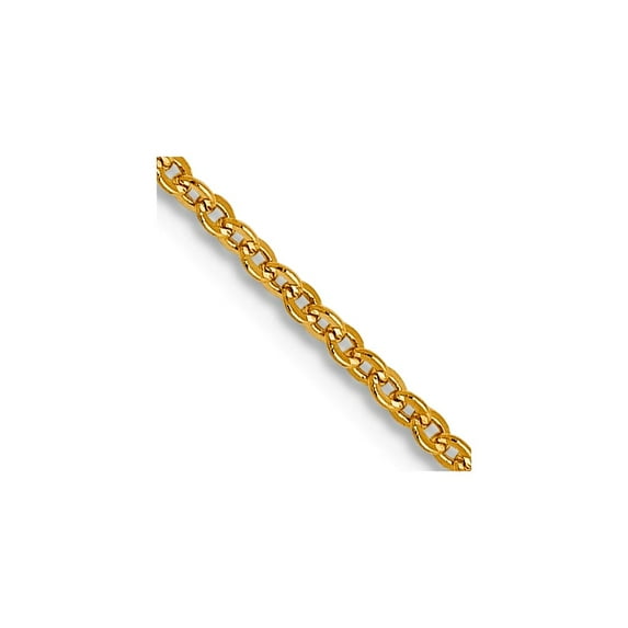 1.1mm 14k Yellow Gold Fancy Spring Lock Closure Flat Round Nautical Ship Mariner Anchor Chain Necklace 16 Inch Chain Nec