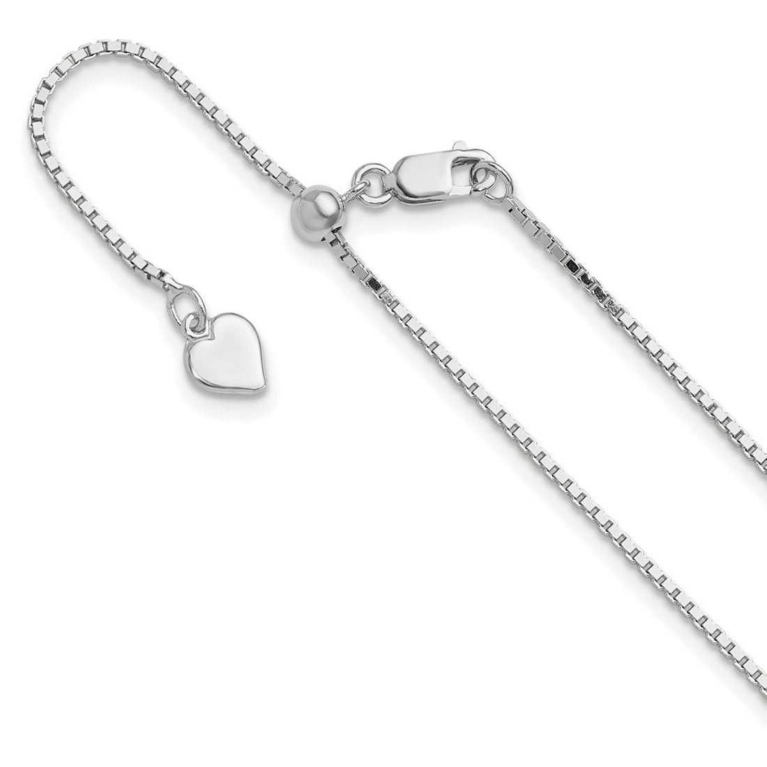 DSS Italian Sterling Silver Box Chain Necklace For Women - Rhodium Plated, 1mm, 16-36 Inches, Lobster Claw Clasp