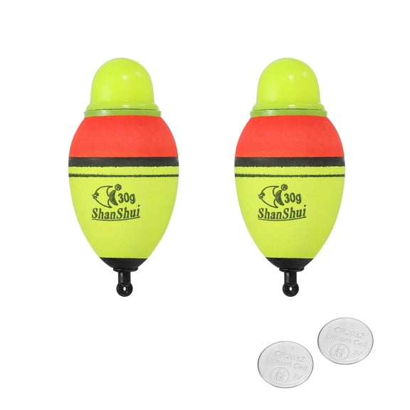 1.1oz Lighted Fishing Slip Bobbers EVA Light Up Fishing Float with Battery, Yellow, 22 Pack