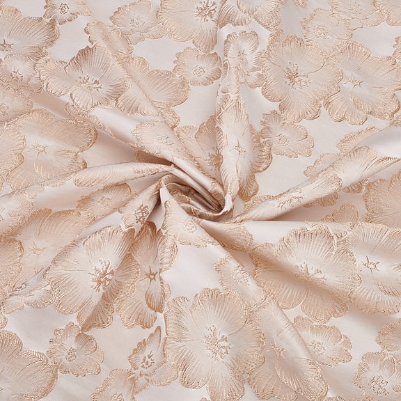 1.1yards57.1inch Beige Blossom Embroidery Satin Fabric 3D Flower Jacquard Fabric Tulle Lace Brocade Lace Fabric for DIY Clothing Crafting Home Decor
