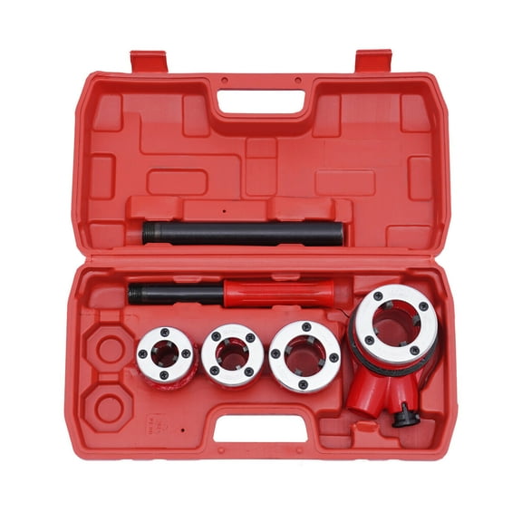 1/2'' -1-1/4'' BSPT Manual Ratchet Pipe Threading Threader Die Head Handle Set Round Red Ratchet Pipe Threader Iron Pipe Threading Kit 1/2''-1-1/4'' Bspt Plumber Set